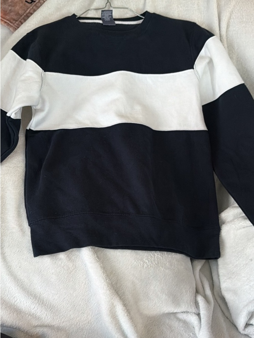 J. America Black Sweatshirt with White Collar Trim